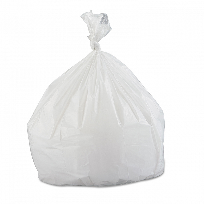Low-Density Commercial Can Liners, 33 gal, 0.8 mil, 33" x 39", White, Interleaved Roll, 25 Bags/Roll, 6 Rolls/Carton (SL3339XHW)