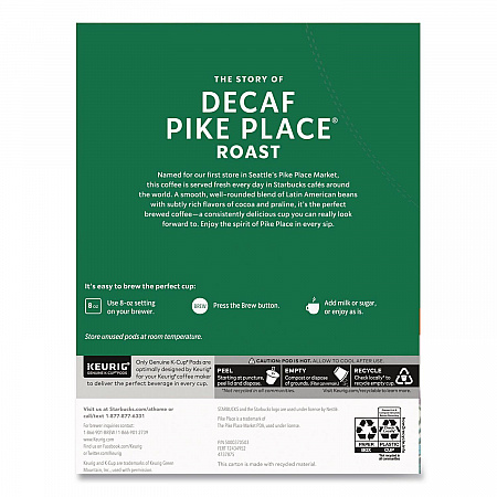 Pike Place Decaf Coffee K-Cups Pack, 24/Box (011111161)