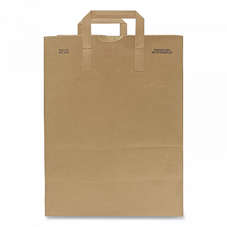 Grocery Paper Bags, 1/6 BBL Size, 70# Basis Weight, Flat Handles, 12