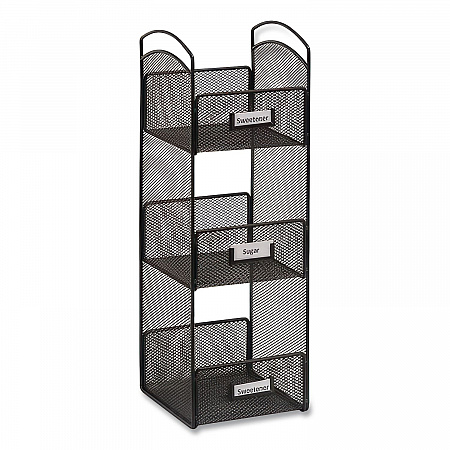 Onyx Breakroom Organizers, 3 Compartments, 6 x 6 x 18, Steel Mesh, Black (3290BL)