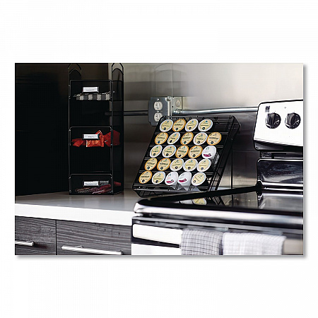 Onyx Breakroom Organizers, 3 Compartments, 6 x 6 x 18, Steel Mesh, Black (3290BL)