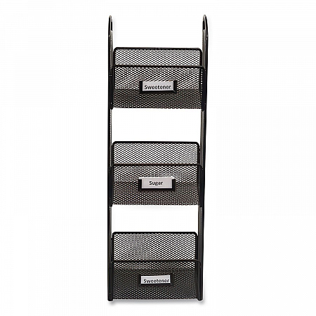 Onyx Breakroom Organizers, 3 Compartments, 6 x 6 x 18, Steel Mesh, Black (3290BL)
