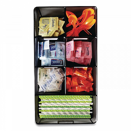 Onyx Breakroom Organizers, 7 Compartments, 16 x 8.5 x 5.25, Steel Mesh, Black (3291BL)