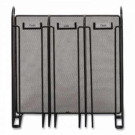 Onyx Breakroom Organizers, 3 Compartments, 12.75 x 4.5 x 13.25, Steel Mesh, Black (3292BL)