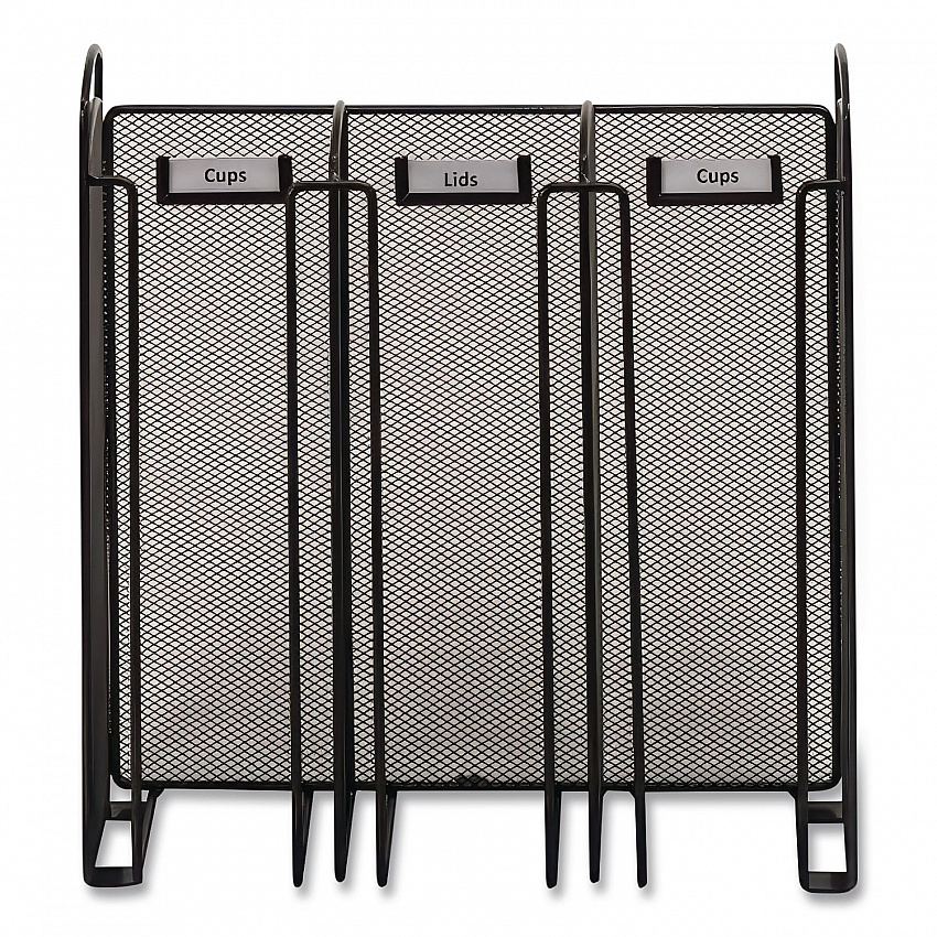Onyx Breakroom Organizers, 3 Compartments, 12.75 x 4.5 x 13.25, Steel Mesh, Black (3292BL)