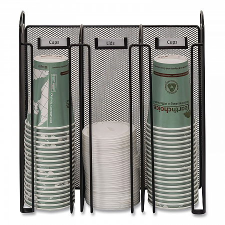 Onyx Breakroom Organizers, 3 Compartments, 12.75 x 4.5 x 13.25, Steel Mesh, Black (3292BL)