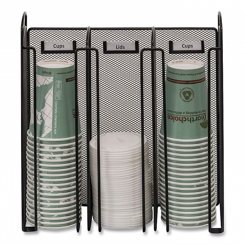 Onyx Breakroom Organizers, 3 Compartments, 12.75 x 4.5 x 13.25, Steel Mesh, Black (3292BL)