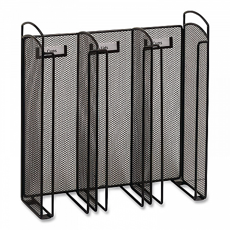 Onyx Breakroom Organizers, 3 Compartments, 12.75 x 4.5 x 13.25, Steel Mesh, Black (3292BL)