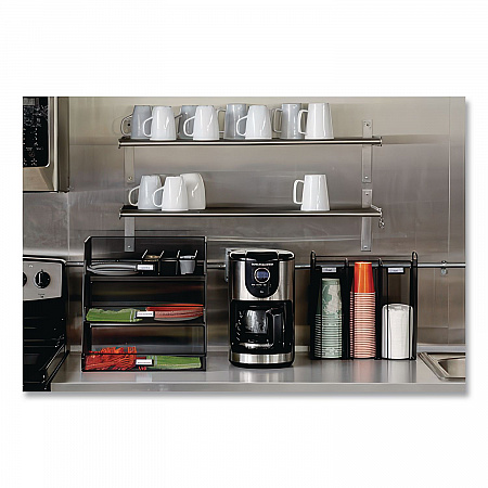Onyx Breakroom Organizers, 3 Compartments, 12.75 x 4.5 x 13.25, Steel Mesh, Black (3292BL)