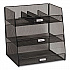Onyx Breakroom Organizers, 3 Compartments,14.63 x 11.75 x 15, Steel Mesh, Black (3293BL)