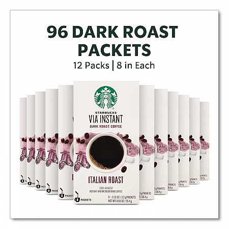 VIA Ready Brew Coffee, 0.11 oz, Italian Roast, 8 Packets/Bag, 12 Bags/Carton (12407838CT)