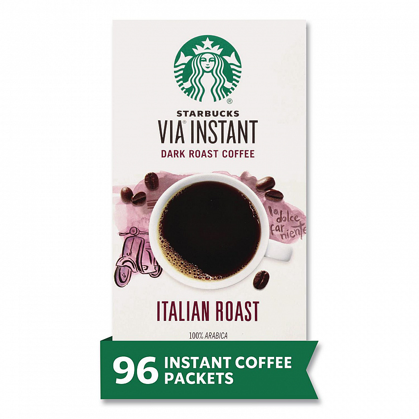 VIA Ready Brew Coffee, 0.11 oz, Italian Roast, 8 Packets/Bag, 12 Bags/Carton (12407838CT)