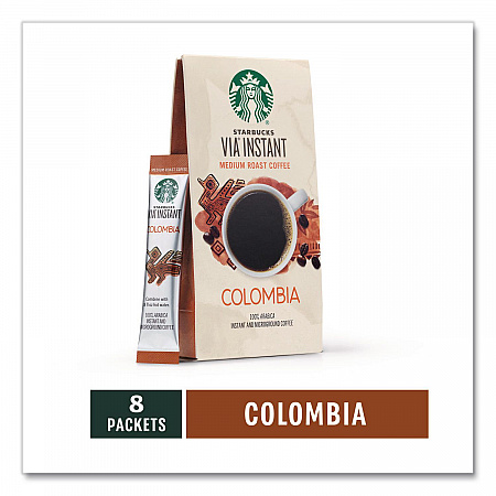 VIA Ready Brew Coffee, Colombia, 1.4 oz Packet, 8/Pack, 12 Packs/Carton (12407839CT)