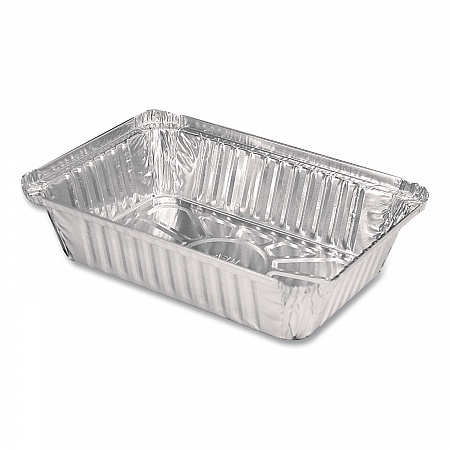 Aluminum Oblong Pan, 2.25 lb, 5.94 x 8.44 x 1.81, Silver, 500/Carton (206230)