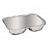 Aluminum Oblong Container with Lid, 3 Compartments, 24 oz, 8.5 x 6.38 x 1.47, Silver, 500/Carton (204535)