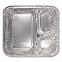 Aluminum Oblong Container with Lid, 3 Compartments, 24 oz, 8.5 x 6.38 x 1.47, Silver, 500/Carton (204535)