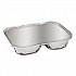 Aluminum Oblong Container with Lid, 3 Compartments, 24 oz, 8.5 x 6.38 x 1.47, Silver, 250/Carton (204535250W)