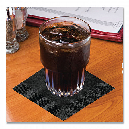 Embossed Beverage Napkins, 1-Ply, 10 x 10, Black, 1,000/Carton (020212)