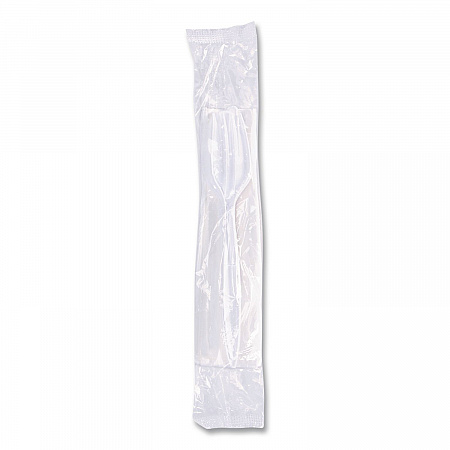 Economy Cutlery Kit, Fork/Knife/Napkin/Spoon, Plastic, White, 250/Carton (117799)