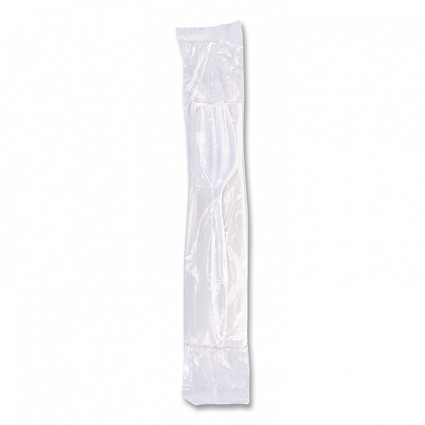 Economy Cutlery Kit, Fork/Knife/Napkin/Spoon, Plastic, White, 250/Carton (117799)