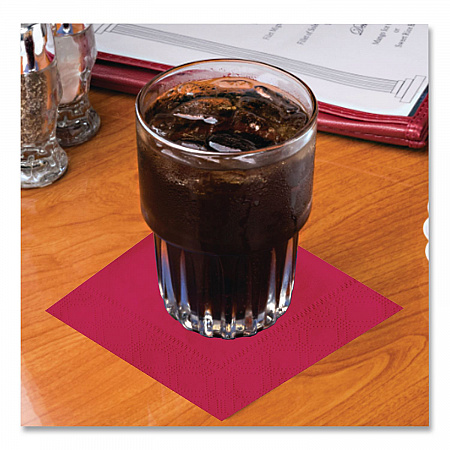 Embossed Beverage Napkins, 2-Ply, 9.5 x 9.5, Red, 1,000/Carton (180311)