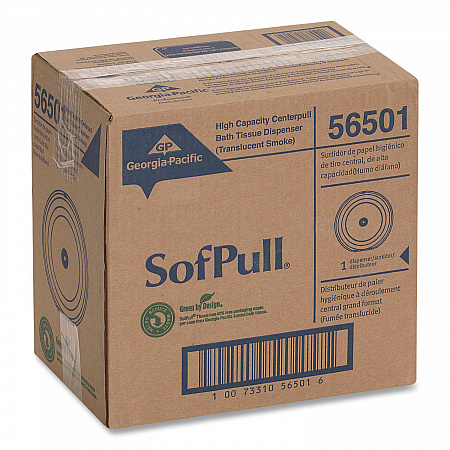 SofPull High-Capacity Center-Pull Bathroom Tissue Dispenser, 10.5 x 6.75 x 10.5, Smoke (56501)