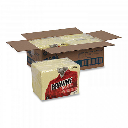Dusting Cloths, Quarterfold, 17 x 24, Unscented, Yellow, 50/Pack, 4 Packs/Carton (29616)