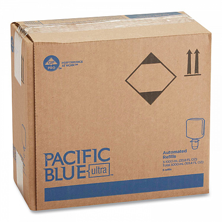 Pacific Blue Ultra Automated Sanitizer Dispenser Refill Foam Hand Sanitizer, 1,000 mL Bottle, Fragrance-Free, 3/Carton (43337)