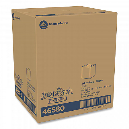 Angel Soft ps Premium Facial Tissue, Cube Box, 2-Ply, White, 96 Sheets/Box (46580BX)