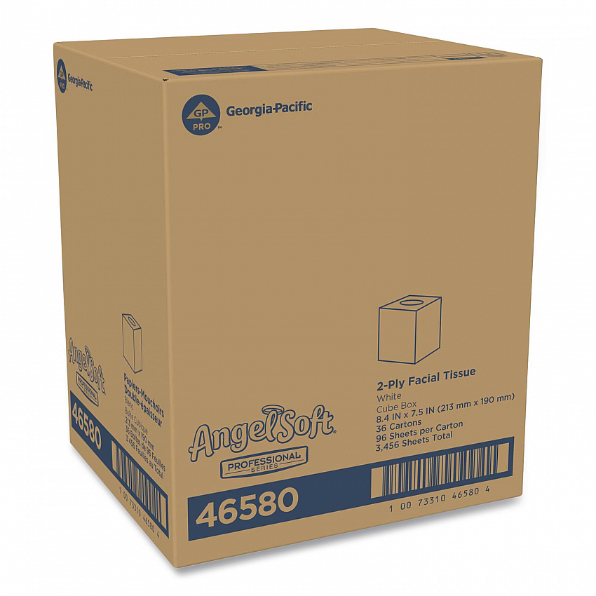 Angel Soft ps Premium Facial Tissue, Cube Box, 2-Ply, White, 96 Sheets/Box (46580BX)