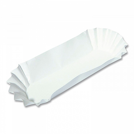 Fluted Hot Dog Trays, 6 x 2 x 2, White, Paper, 500/Sleeve, 6 Sleeves/Carton (610740)