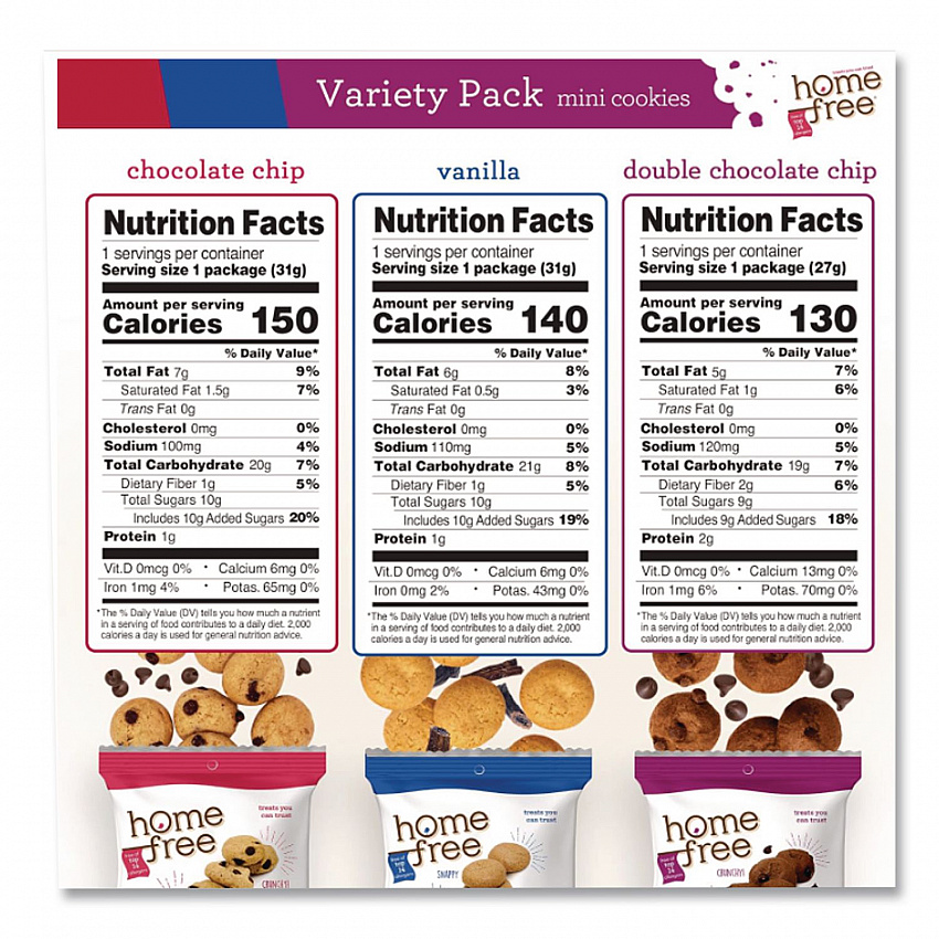 Gluten Free Mini Cookies Variety Pack, 1.1 oz/0.95 oz/1.1 oz Packs, 30/Carton (01305)