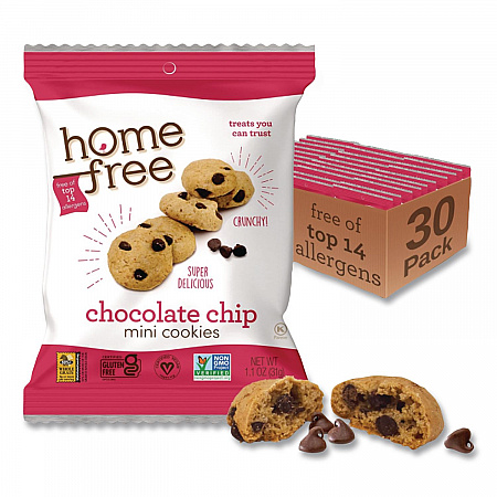 Gluten Free Chocolate Chip Mini Cookies, 1.1 oz Pack, 30/Carton (01873)