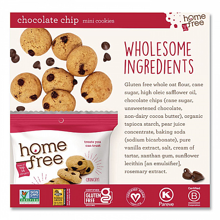 Gluten Free Chocolate Chip Mini Cookies, 1.1 oz Pack, 30/Carton (01873)