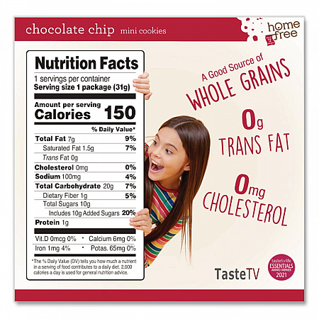 Gluten Free Chocolate Chip Mini Cookies, 1.1 oz Pack, 30/Carton (01873)