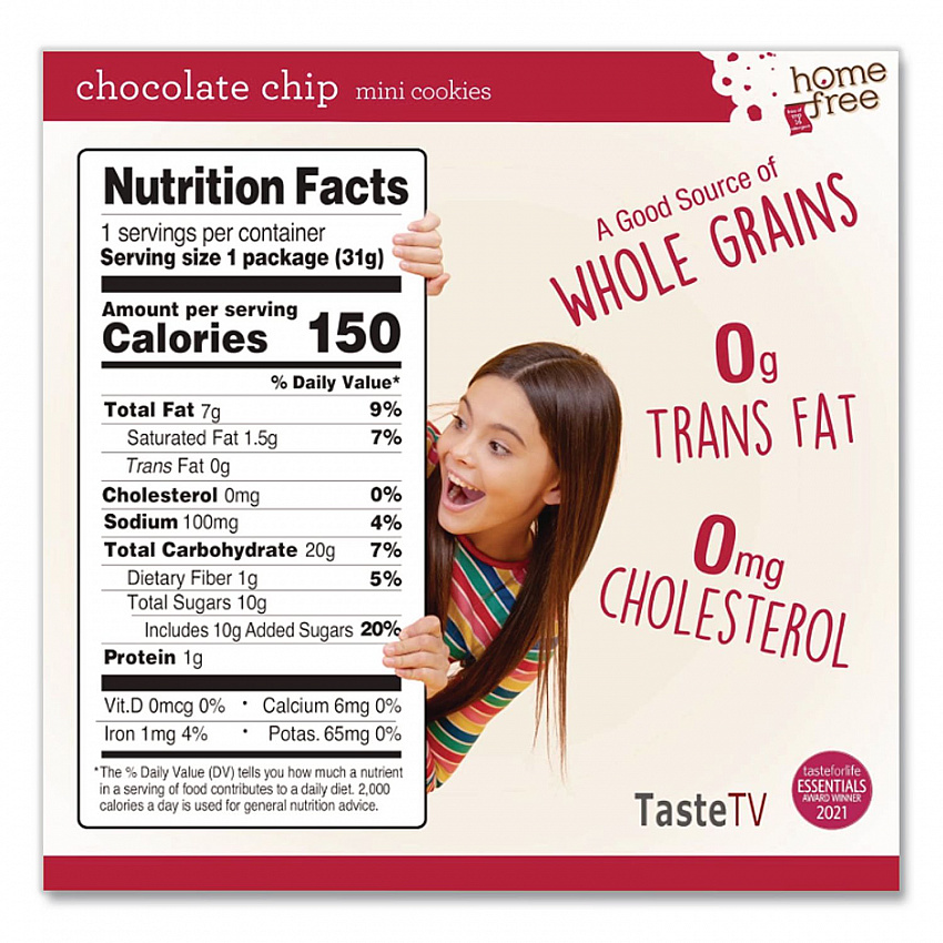 Gluten Free Chocolate Chip Mini Cookies, 1.1 oz Pack, 30/Carton (01873)
