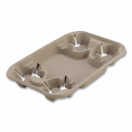 StrongHolder Molded Fiber Cup/Food Tray, 8 oz to 22 oz, Four Cups + Food Tray, Beige, 250/Carton (20969CT)