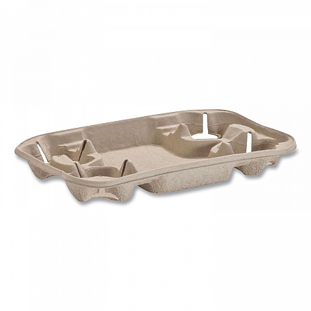 StrongHolder Molded Fiber Cup/Food Tray, 8 oz to 22 oz, Four Cups + Food Tray, Beige, 250/Carton (20969CT)