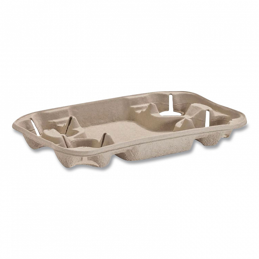 StrongHolder Molded Fiber Cup/Food Tray, 8 oz to 22 oz, Four Cups + Food Tray, Beige, 250/Carton (20969CT)