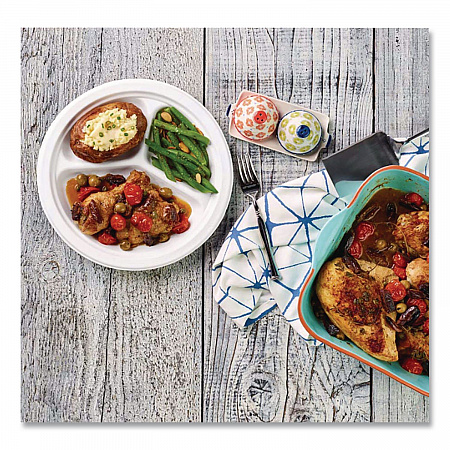 Paper Dinnerware, 3-Compartment Plate, 9.25