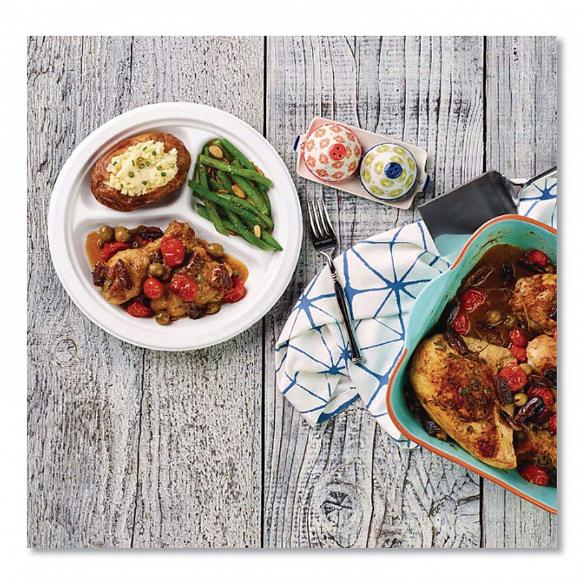 PaperPro Naturals Molded Fiber Dinnerware, Round Plates, 3-Compartment, 10.25" dia, Natural, 125/Pack, 4 Packs/Carton (25777CT)