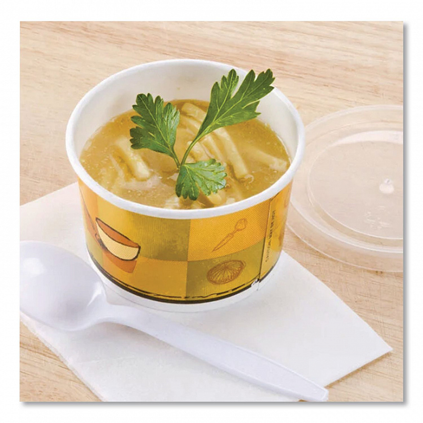 Streetside Squat Paper Food Container with Lid, Streetside Design, 12 oz, 250/Carton (70412)