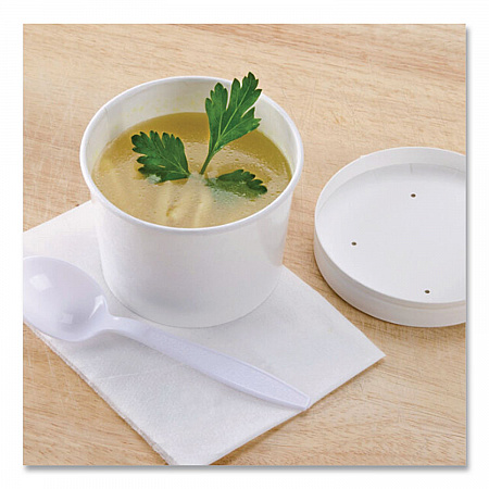 Squat Paper Food Container, 8 oz to 10 oz, White, 50/Pack, 20/Carton (71037)