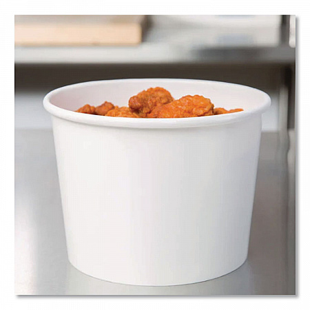Squat Paper Food Container, 8 oz to 10 oz, White, 50/Pack, 20/Carton (71037)