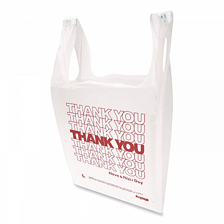 HDPE T-Shirt Bags, Thank You - Have a Nice Day Labeling, Cut-Out Handles, 12