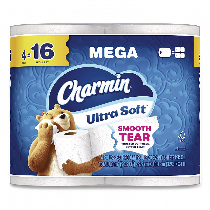 Ultra Soft Bathroom Tissue, Septic Safe, 2-Ply, White, 208 Sheets/Roll, 4 Rolls/Pack (19261PK)