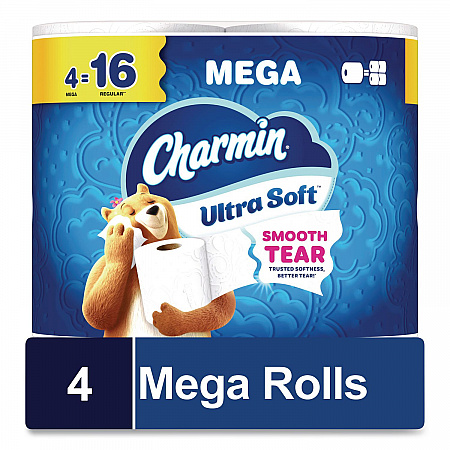 Ultra Soft Bathroom Tissue, Septic Safe, 2-Ply, White, 208 Sheets/Roll, 4 Rolls/Pack (19261PK)