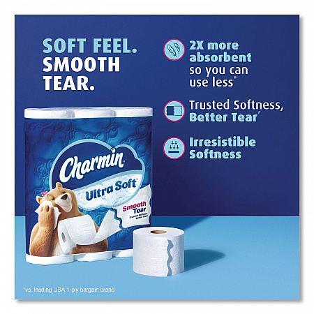 Ultra Soft Bathroom Tissue, Septic Safe, 2-Ply, White, 312 Sheets/Roll, 18 Rolls/Carton (19369)