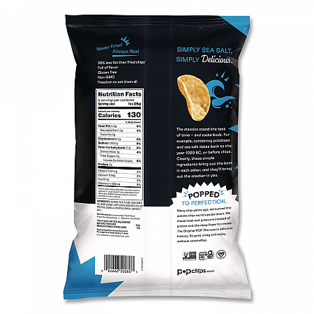 Potato Chips, Sea Salt Flavor, 0.8 oz Bag, 24/Carton (71100)