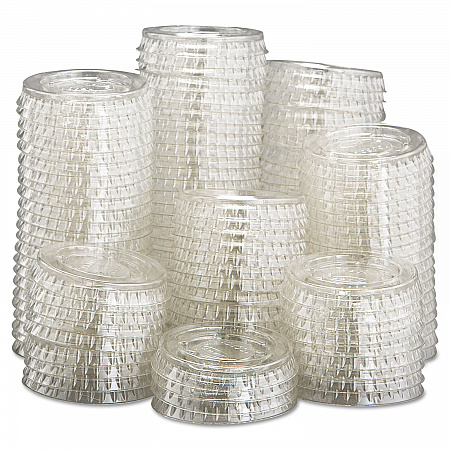 Portion/Souffle Cup Lids, Fits 0.5 oz to 1 oz Portion Cups, Plastic, Clear, 125/Pack, 20 Packs/Carton (PL100N)